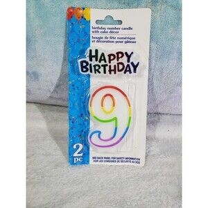 Happy Birthday 2 Pc Candle With Cake Decor Number 9